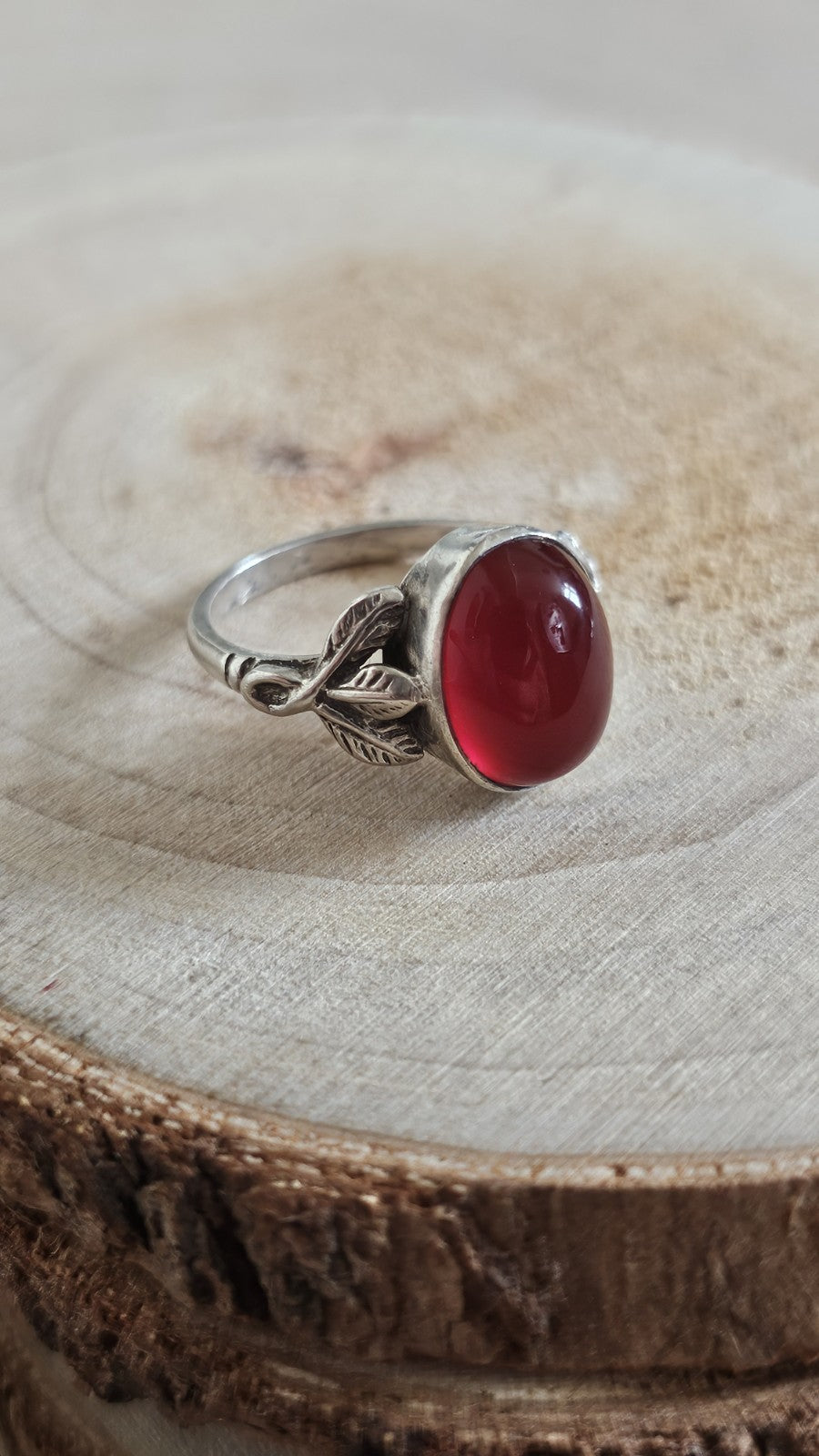 Vintage Sterling Silver Carnelian Cabochon Ring Size M 1/2 Stamped SILVER