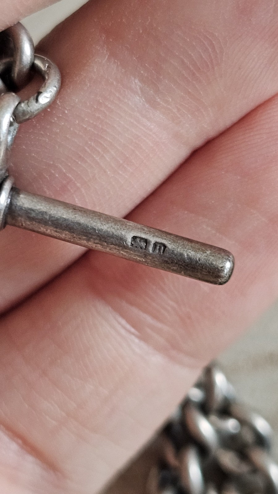 Antique HB&S Sterling Silver Albert Watch Chain Bracelet 35.11g 8.4" Hallmarked