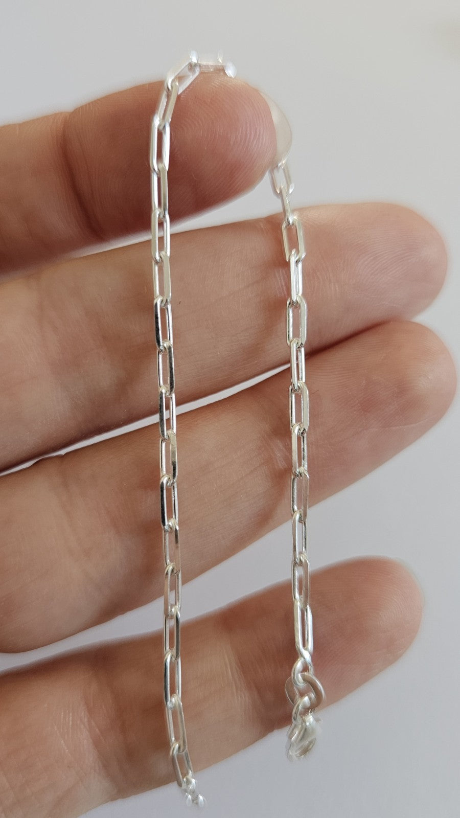 925 Sterling Silver Paperclip Link Bracelet 7.25" 18.4cm , New in Box