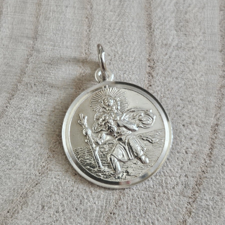 Vintage Sterling Silver St Christopher Medal Pendant Travel Protection 2.31g