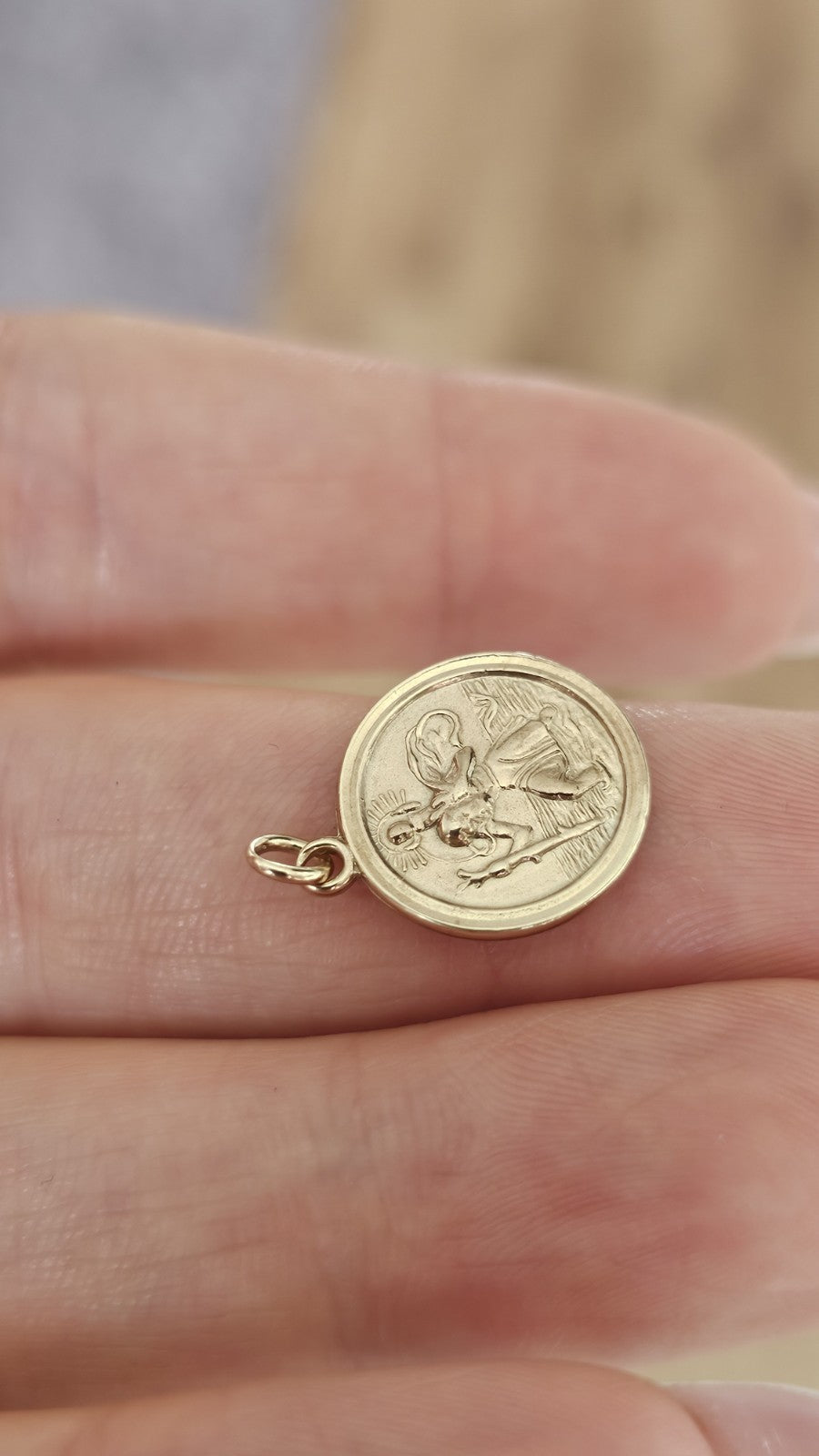 Vintage 1990 9ct Yellow Gold St Christopher Pendant Medal Birmingham ,1.67g