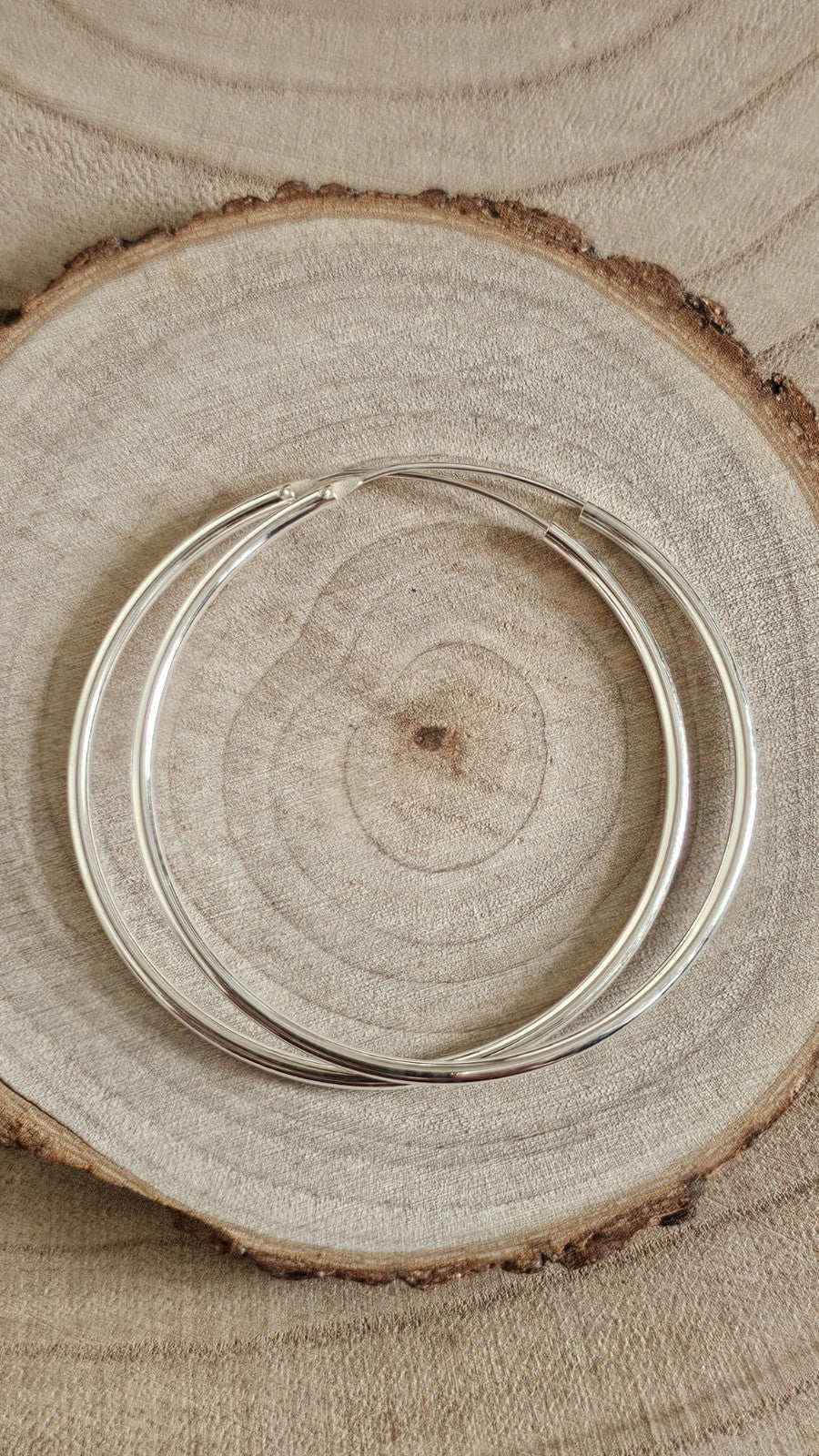 925 Sterling Silver Large Hoop Earrings 50mm Classic Thin Round Hoops , New