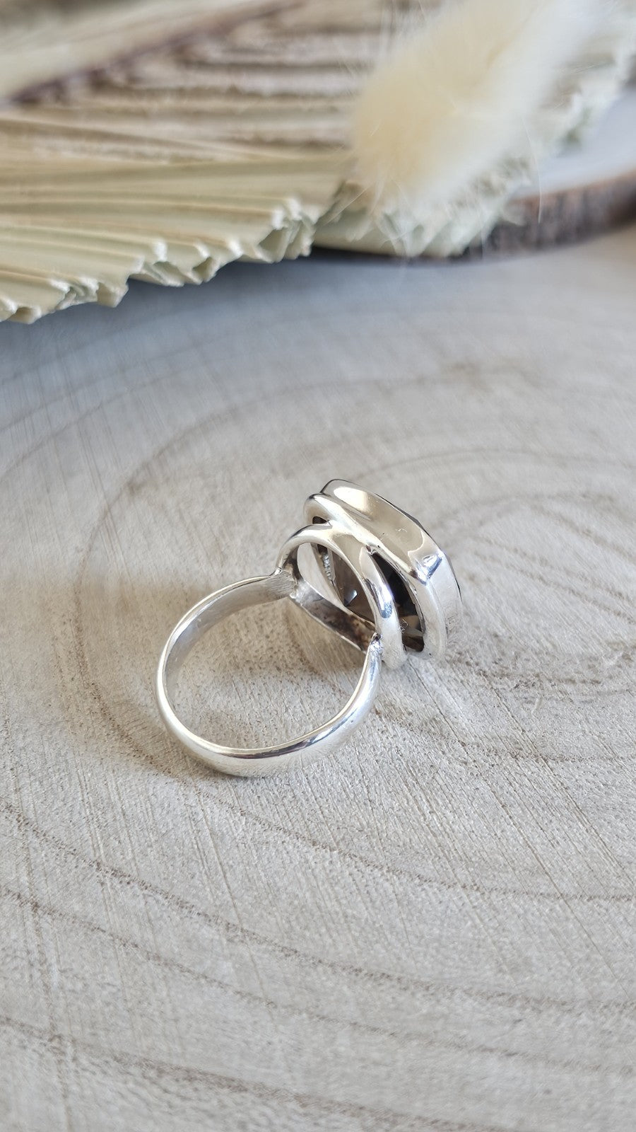 925 Sterling Silver Smoky Quartz Statement Ring Size P TGGC 8g