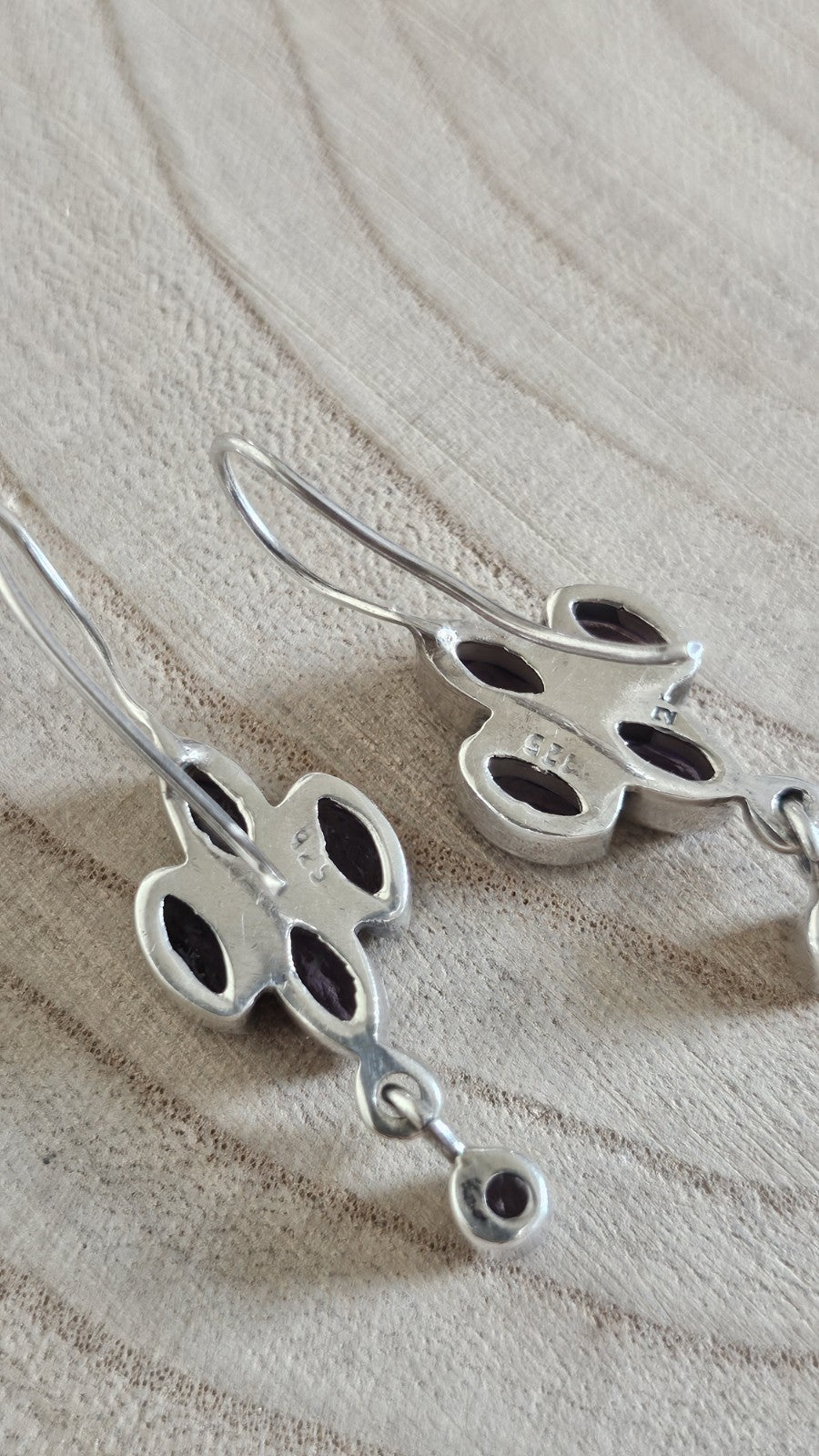925 Sterling Silver Amethyst Floral Drop Dangle Earrings 