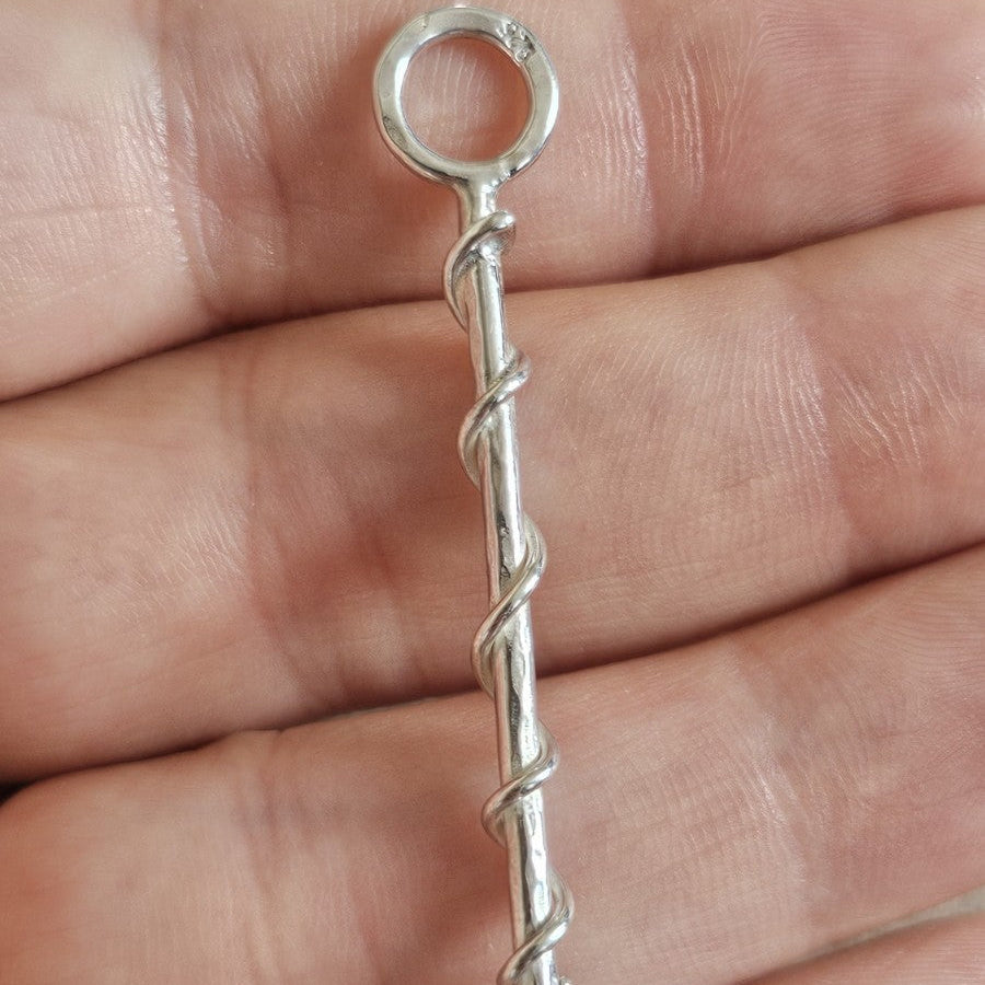 925 Sterling Silver Twisted Bar Pendant Charm 2.27g Stamped 925