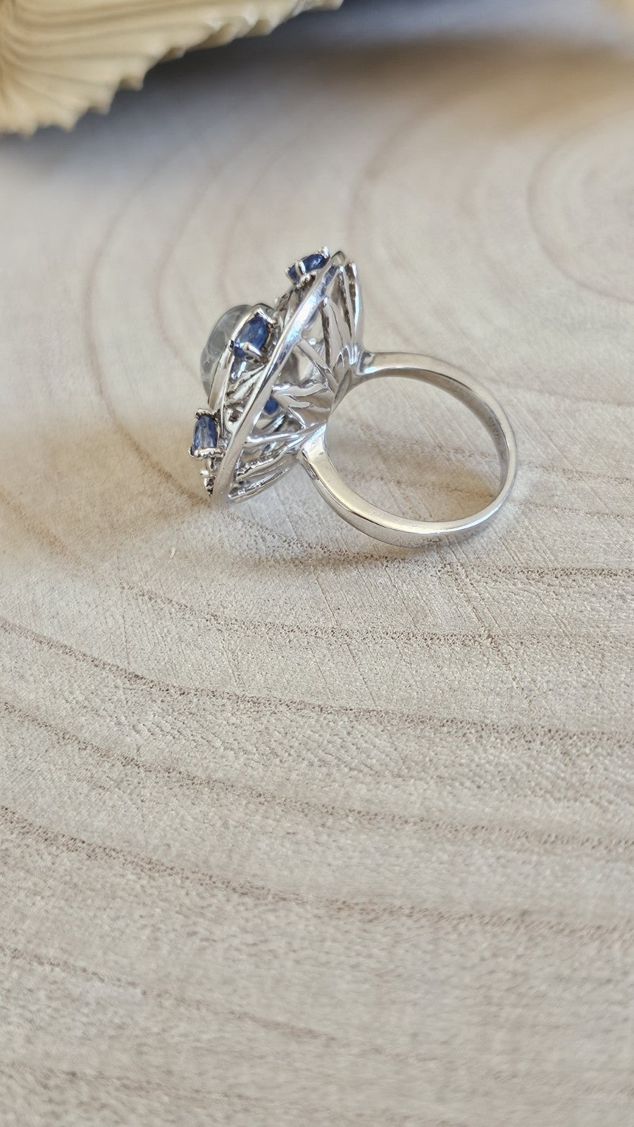 Shipton & Co 925 Silver Moonstone Kyanite Arts & Crafts Ring Size N 1/2