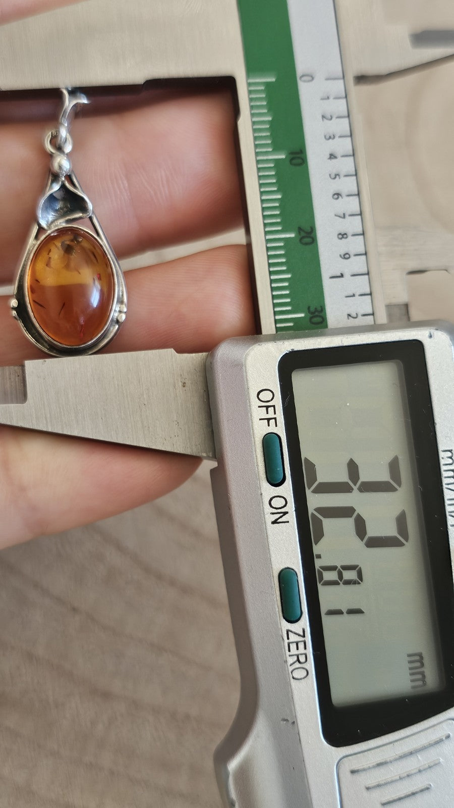 925 Sterling Silver Amber Drop Earrings Floral Design 7.14g 33mm