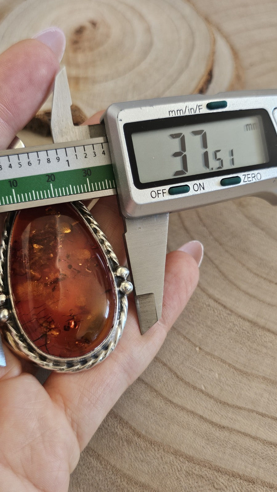 Large 925 Sterling Silver Amber Teardrop Pendant 20.50g 68.36mm