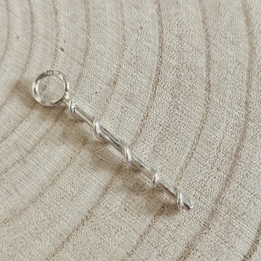 925 Sterling Silver Twisted Bar Pendant Charm 2.27g Stamped 925