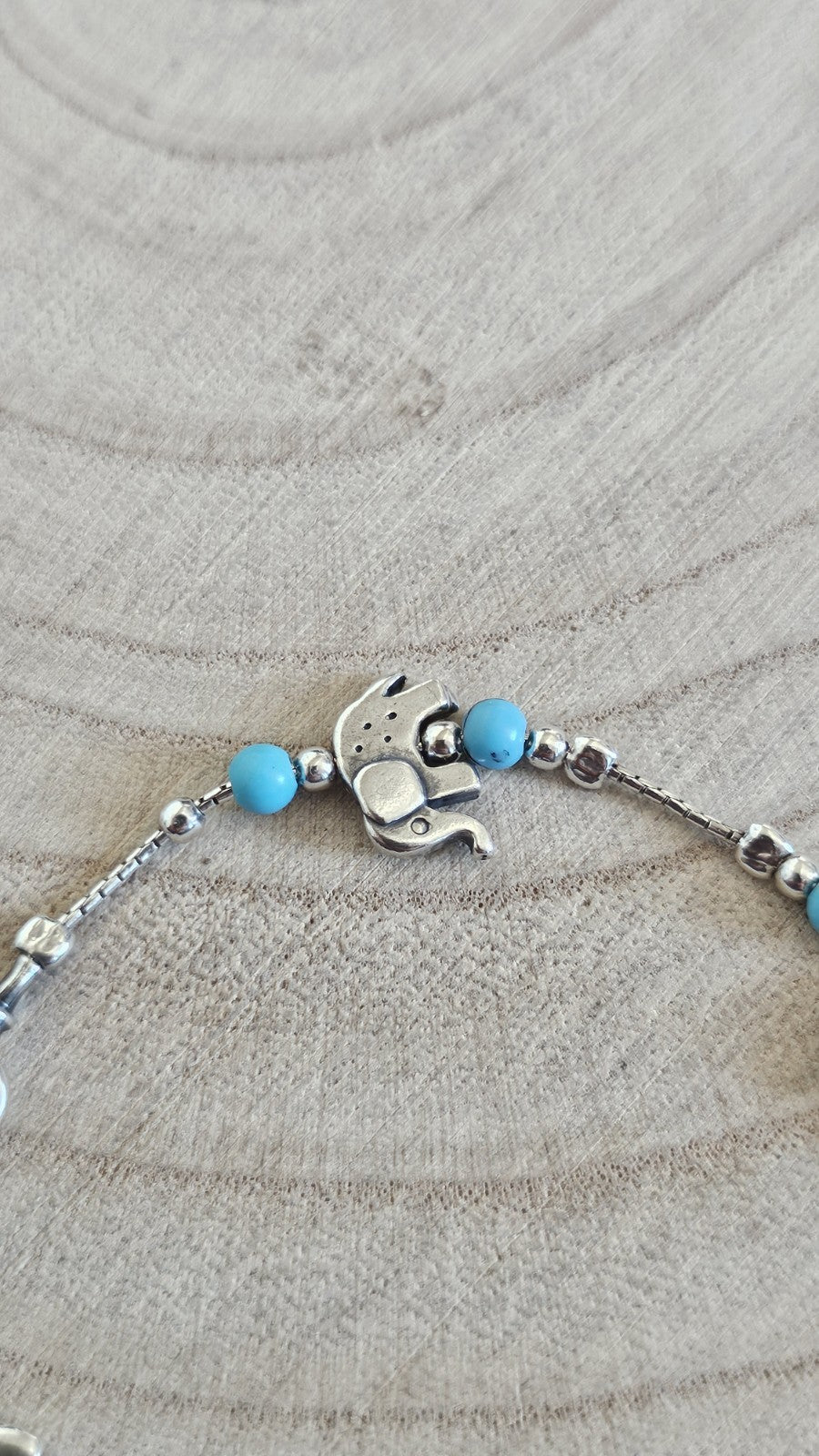 925 Sterling Silver Turquoise Animal Charm Bracelet 7.5" Cat Snail 7.37g