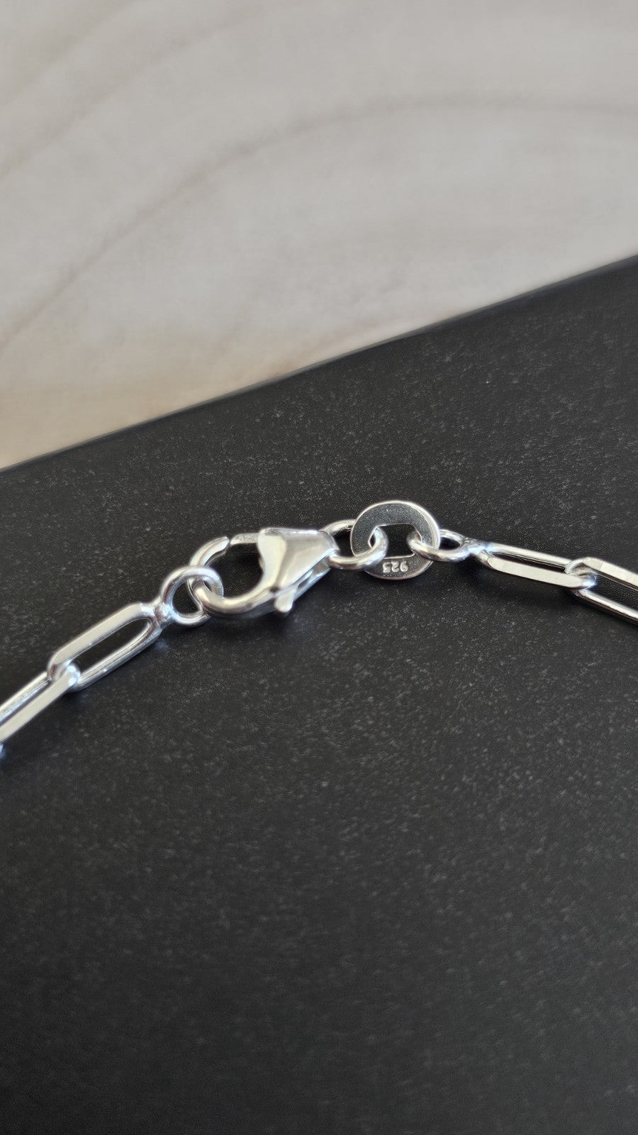 925 Sterling Silver Paperclip Link Bracelet 7.25" 18.4cm , New in Box