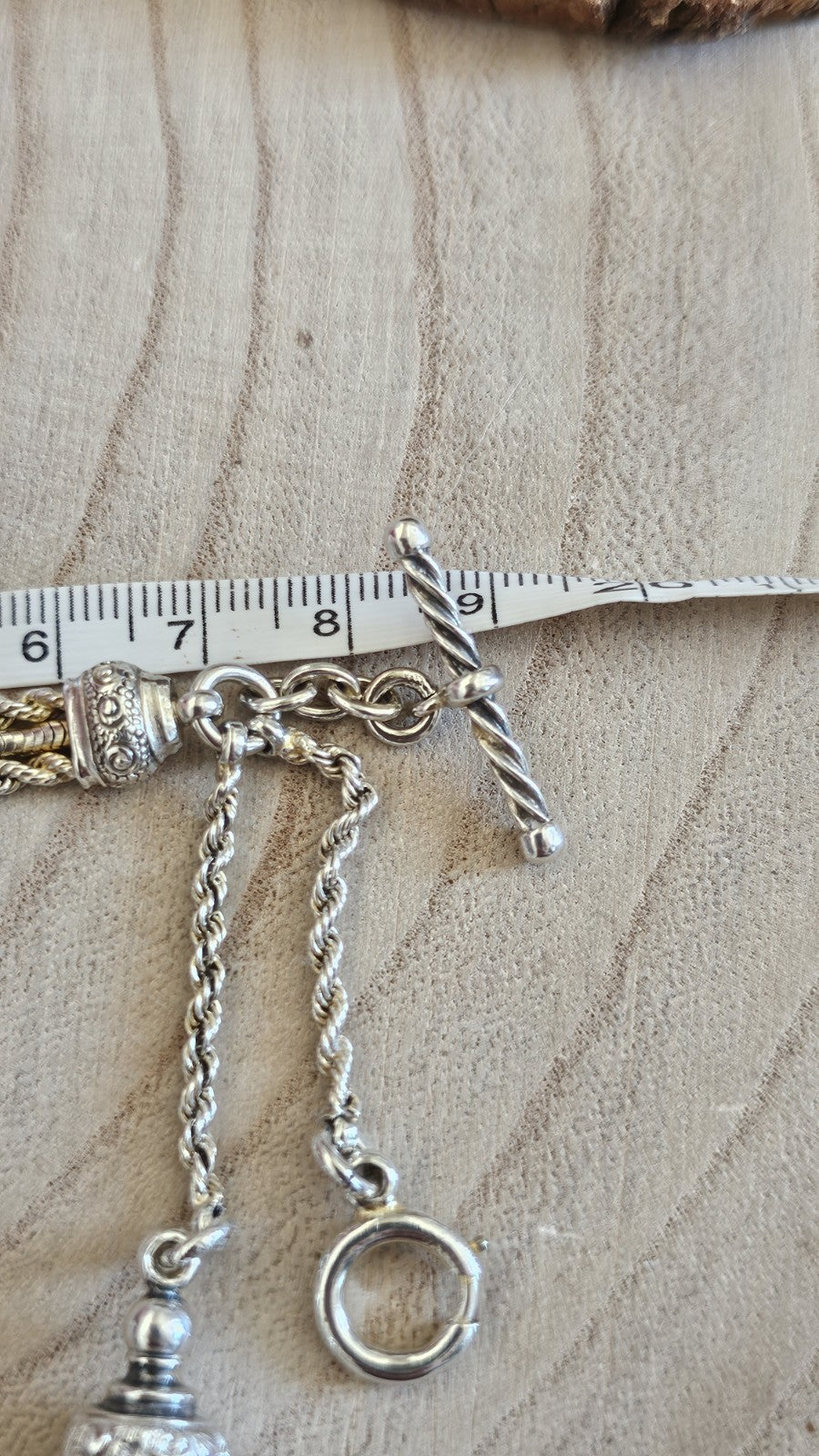Antique Victorian 900 Silver Albertina Watch Chain Bracelet Tassel 17.88g