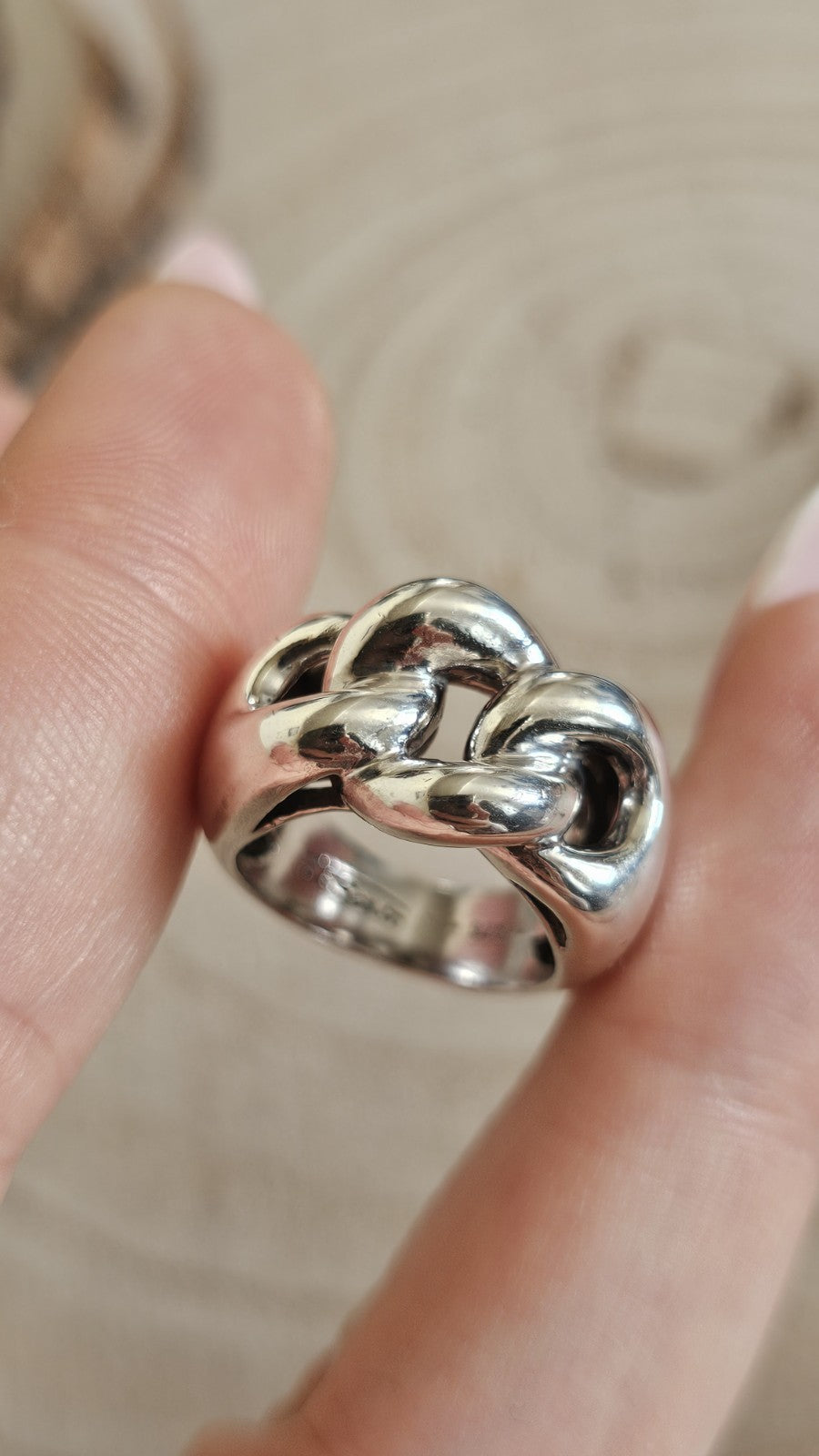 Ti Sento 925 Sterling Silver Chunky Chain Link Statement Ring Size J 1/2 10.34g