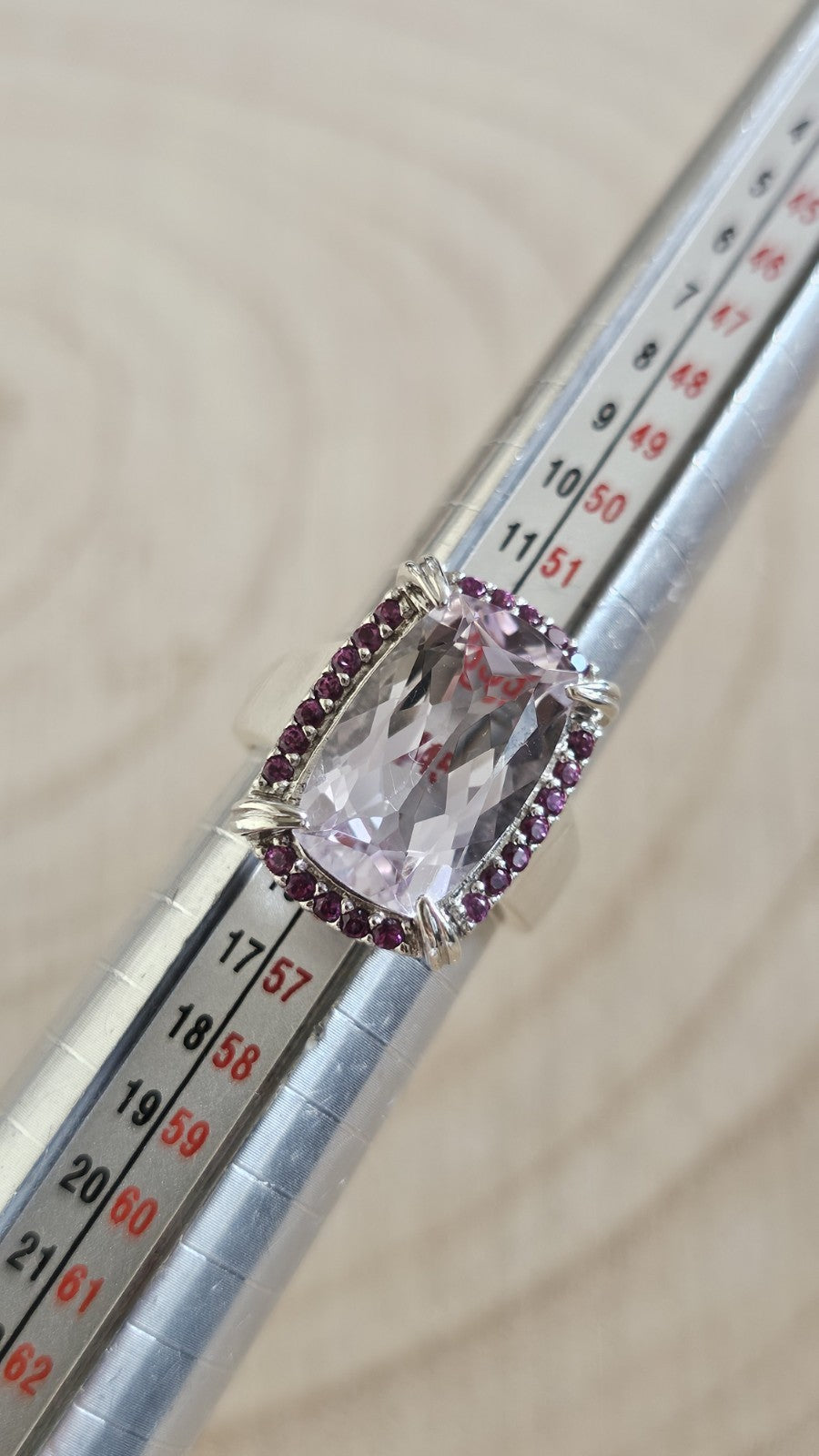 925 Sterling Silver Amethyst & Rhodolite Garnet Statement Ring–Size N 1/2- 7.27g
