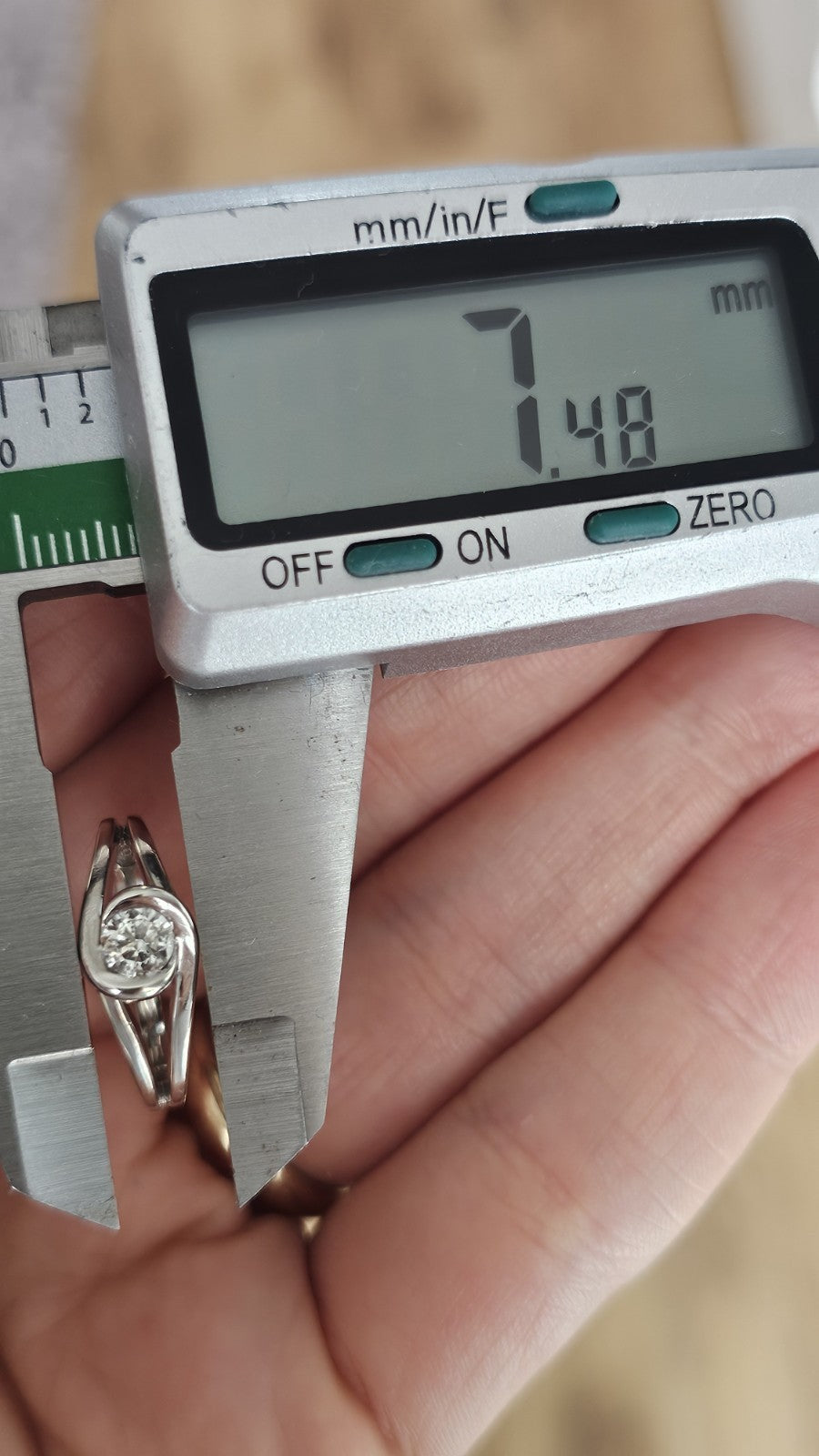 9ct White Gold Natural Diamond Solitaire Ring 0.33ct Size L  Hallmarked