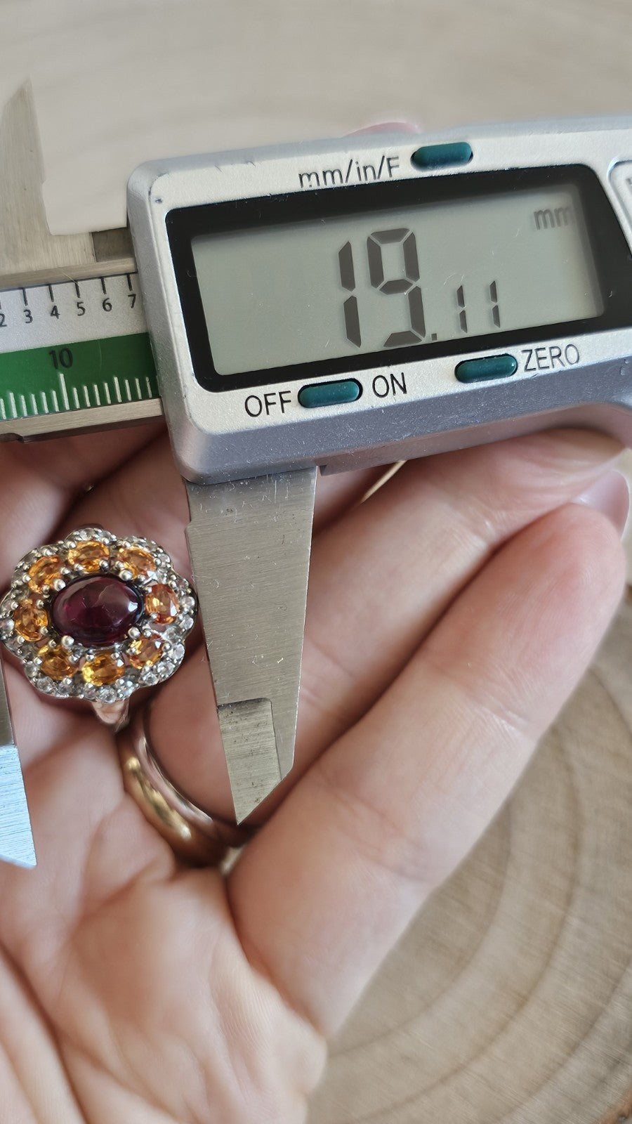 925 Sterling Silver Garnet ,Sapphire & Zircon Cluster Ring Size N 4.48g