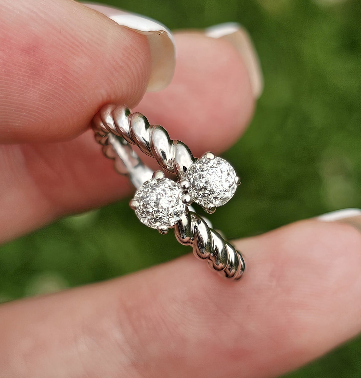 14K White Gold 1.00ct Crown of Light Natural Diamond Unity Ring WGI, size M1/2