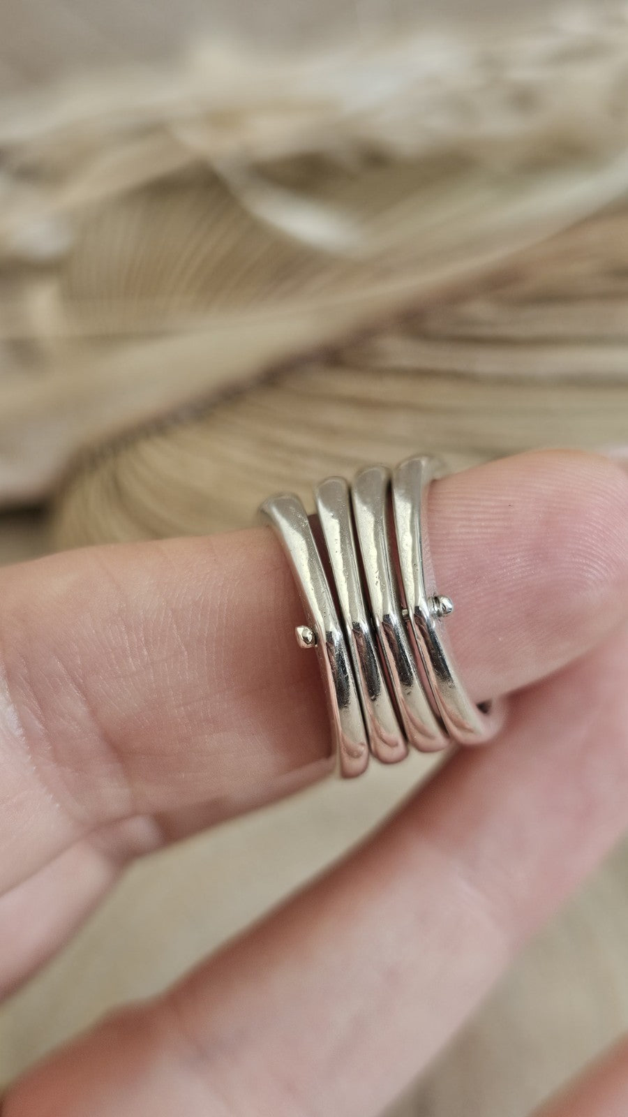 925 Sterling Silver 4 Band Articulated Statement Ring  Size M 1/2 22.11g