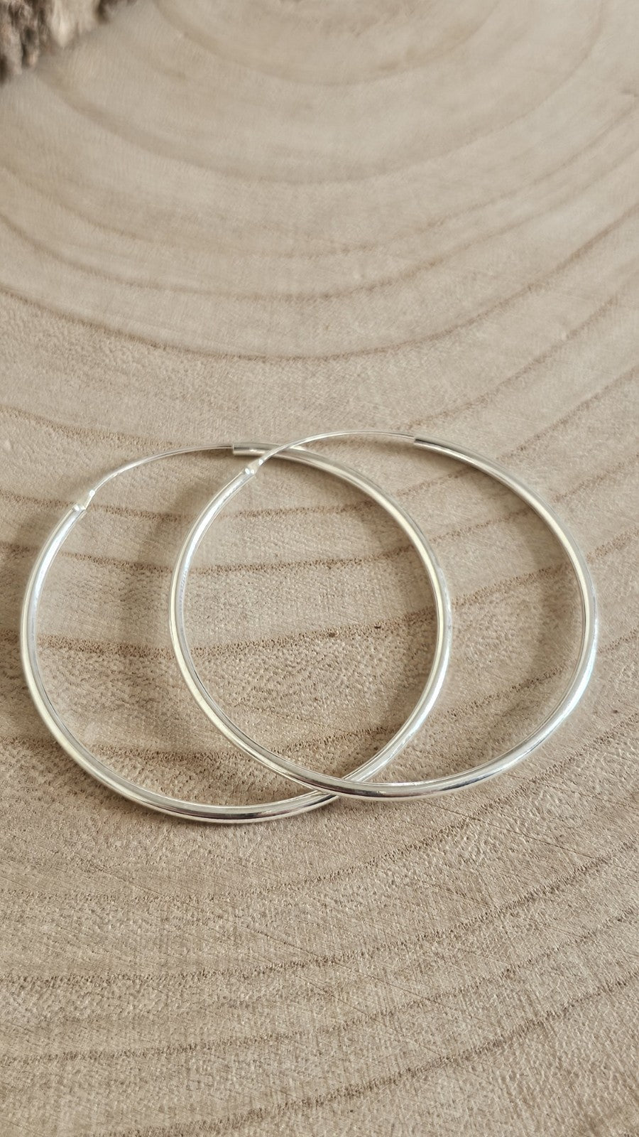 925 Sterling Silver Large Hoop Earrings 50mm Classic Thin Round Hoops , New