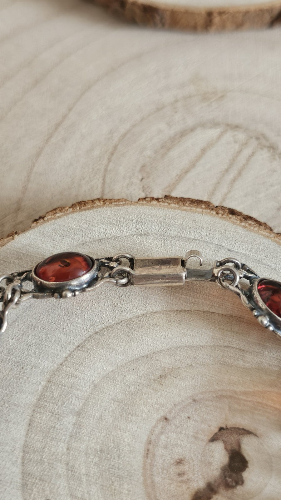 Vintage Polish 925 Sterling Silver Amber Bracelet 🧡 Gdańsk Hallmark