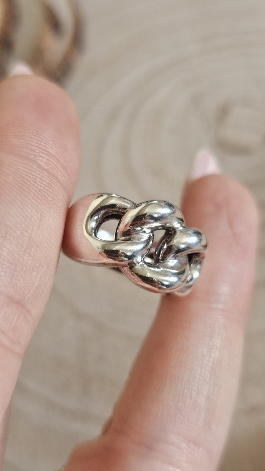 Ti Sento 925 Sterling Silver Chunky Chain Link Statement Ring Size J 1/2 10.34g