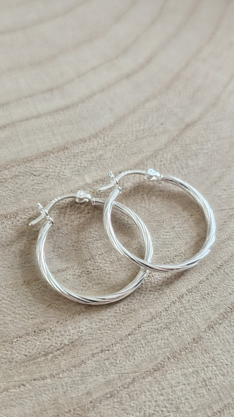 925 Sterling Silver Twisted Hoop Earrings 27.5mm Medium Hoops Stamped 925
