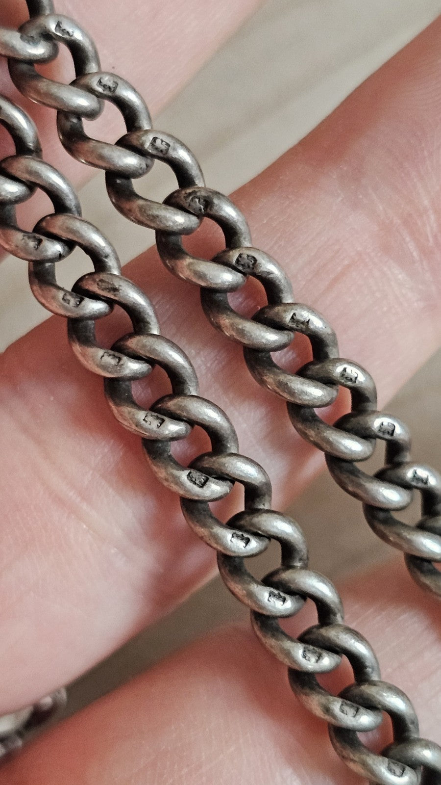 Antique HB&S Sterling Silver Albert Watch Chain Bracelet 35.11g 8.4" Hallmarked