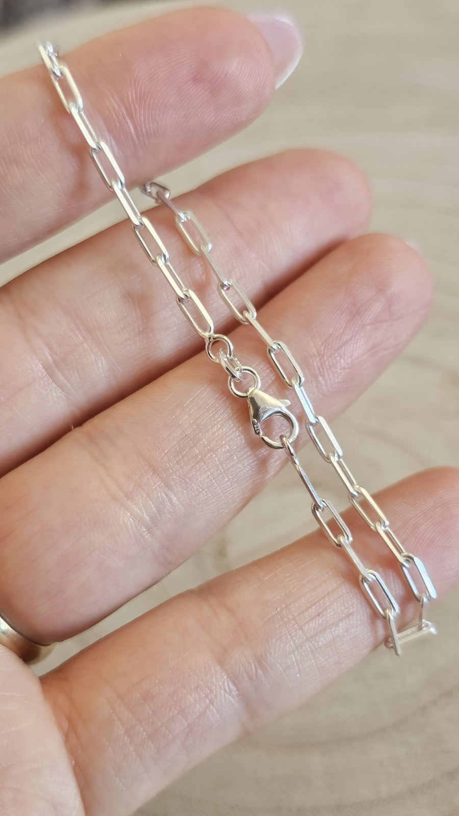 925 Sterling Silver Paperclip Link Bracelet 7.25" 18.4cm , New in Box