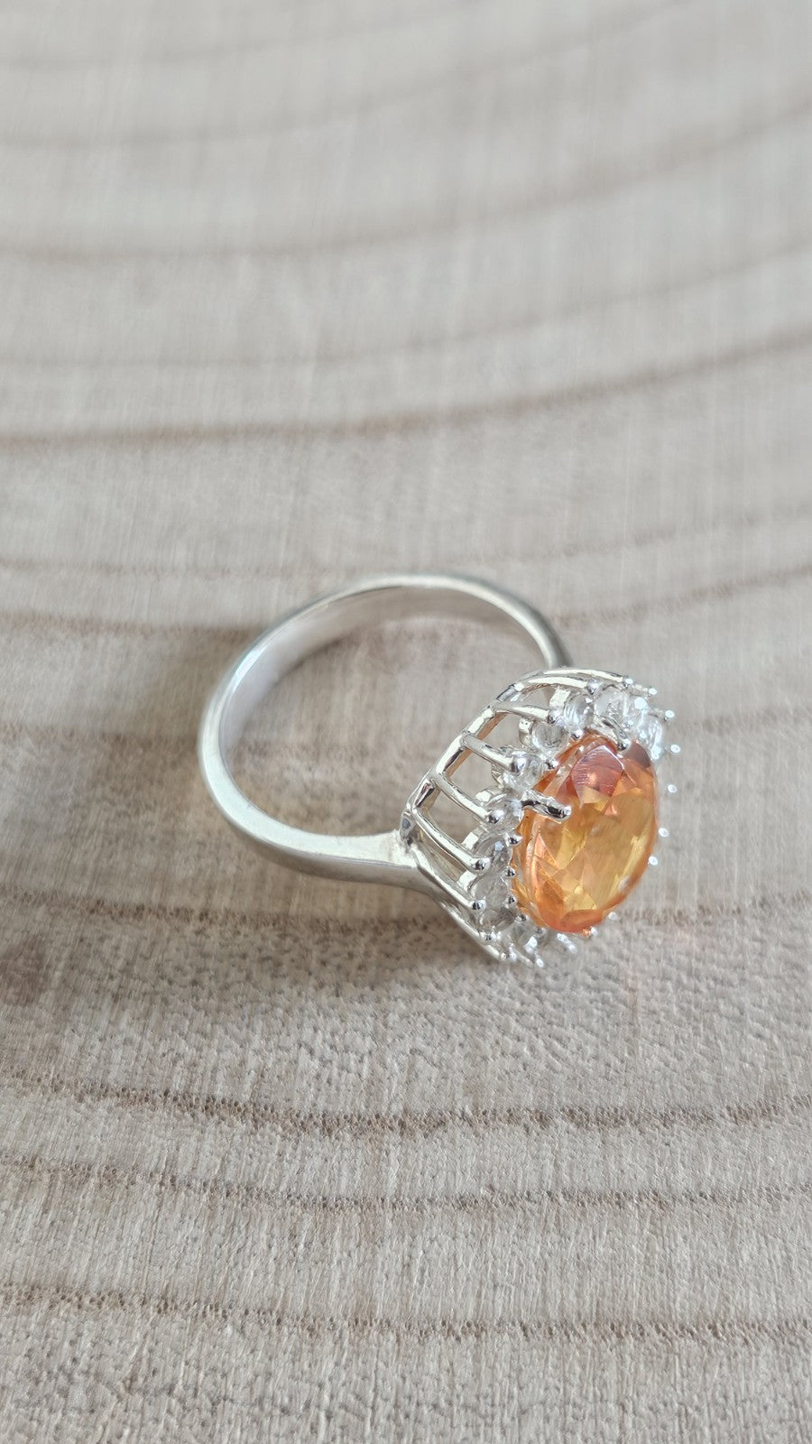 Mystic Quartz & White Zircon Halo Statement Ring – Size R 1/2 – 5.44g