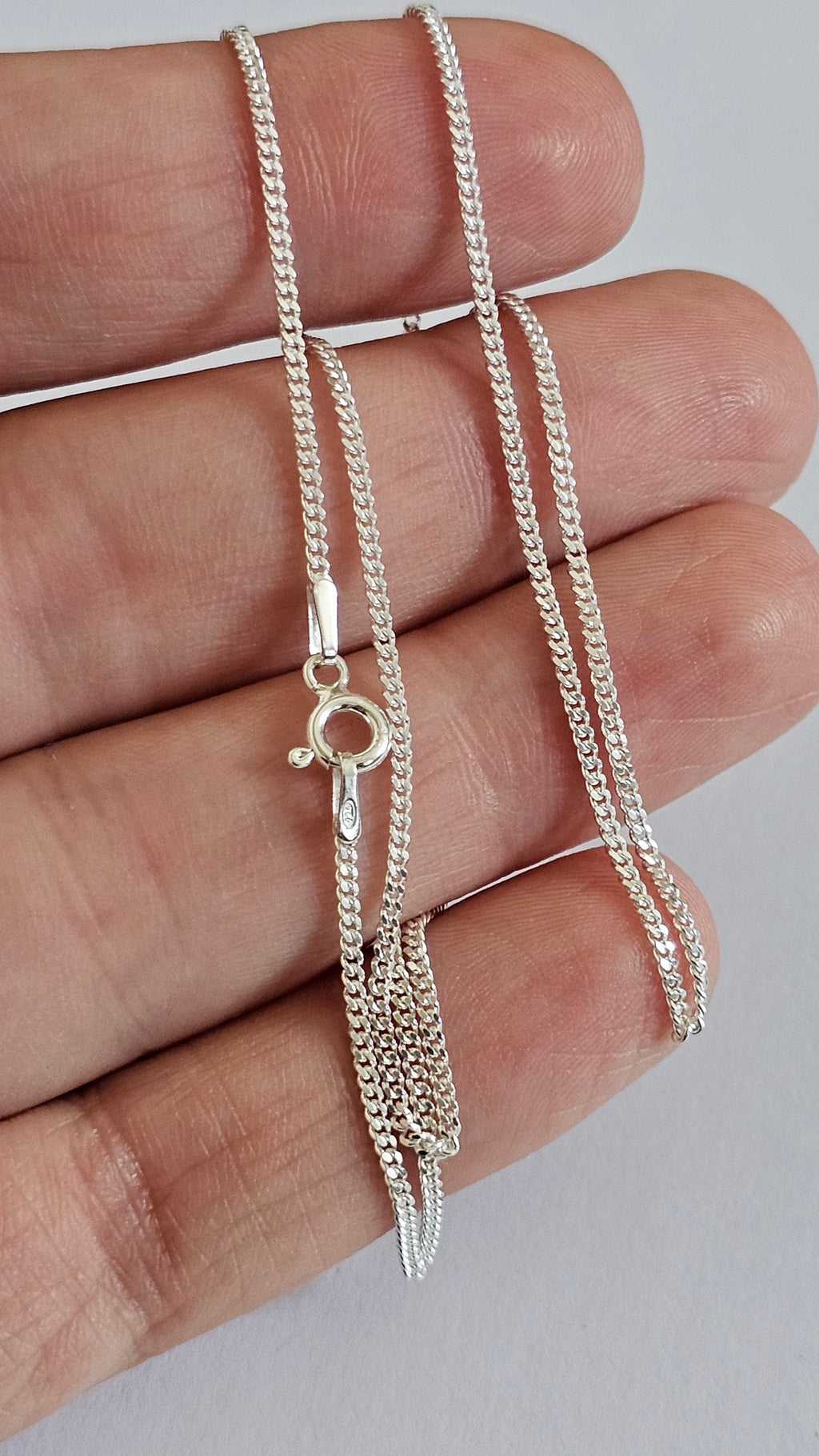925 Sterling Silver Fine Curb Chain Necklace 18", 1.40mm Width