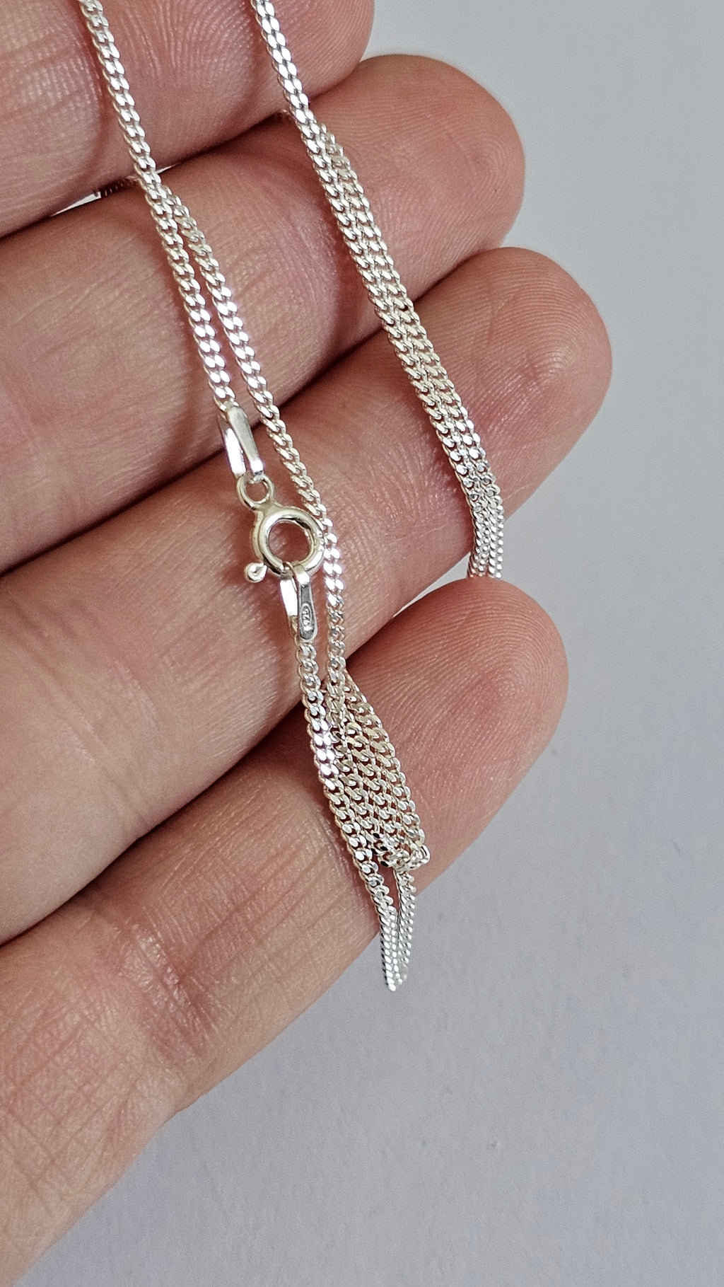925 Sterling Silver Fine Curb Chain Necklace 18", 1.40mm Width