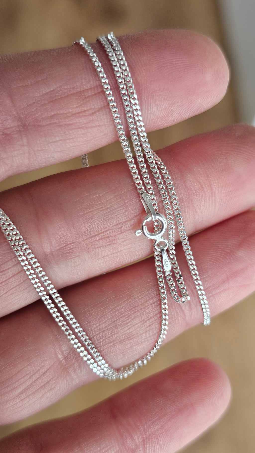 925 Sterling Silver Fine Curb Chain Necklace 22", 1.40mm Width