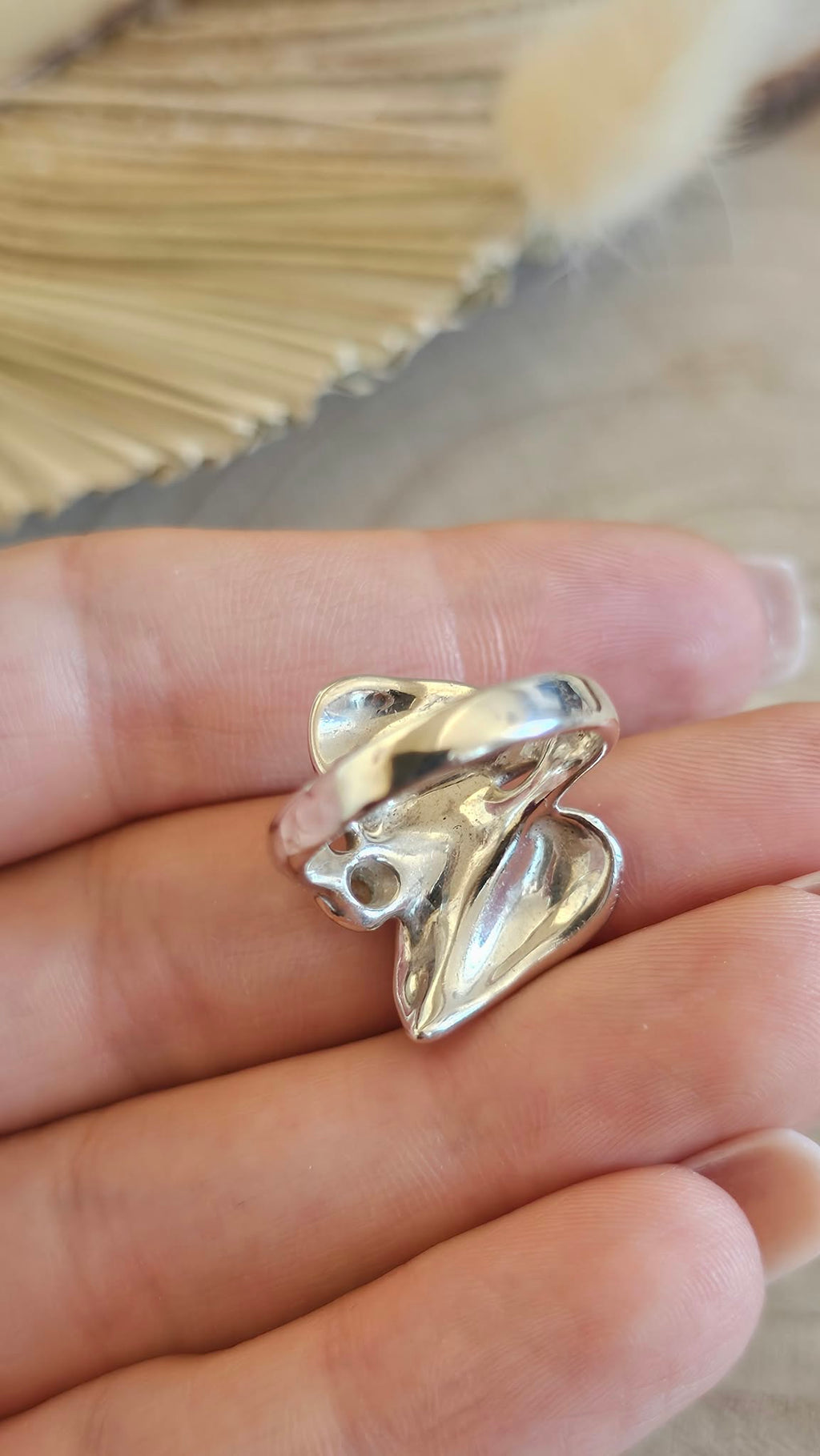 925 Sterling Silver Natural Peridot Leaf Statement Ring Size P 7.14g