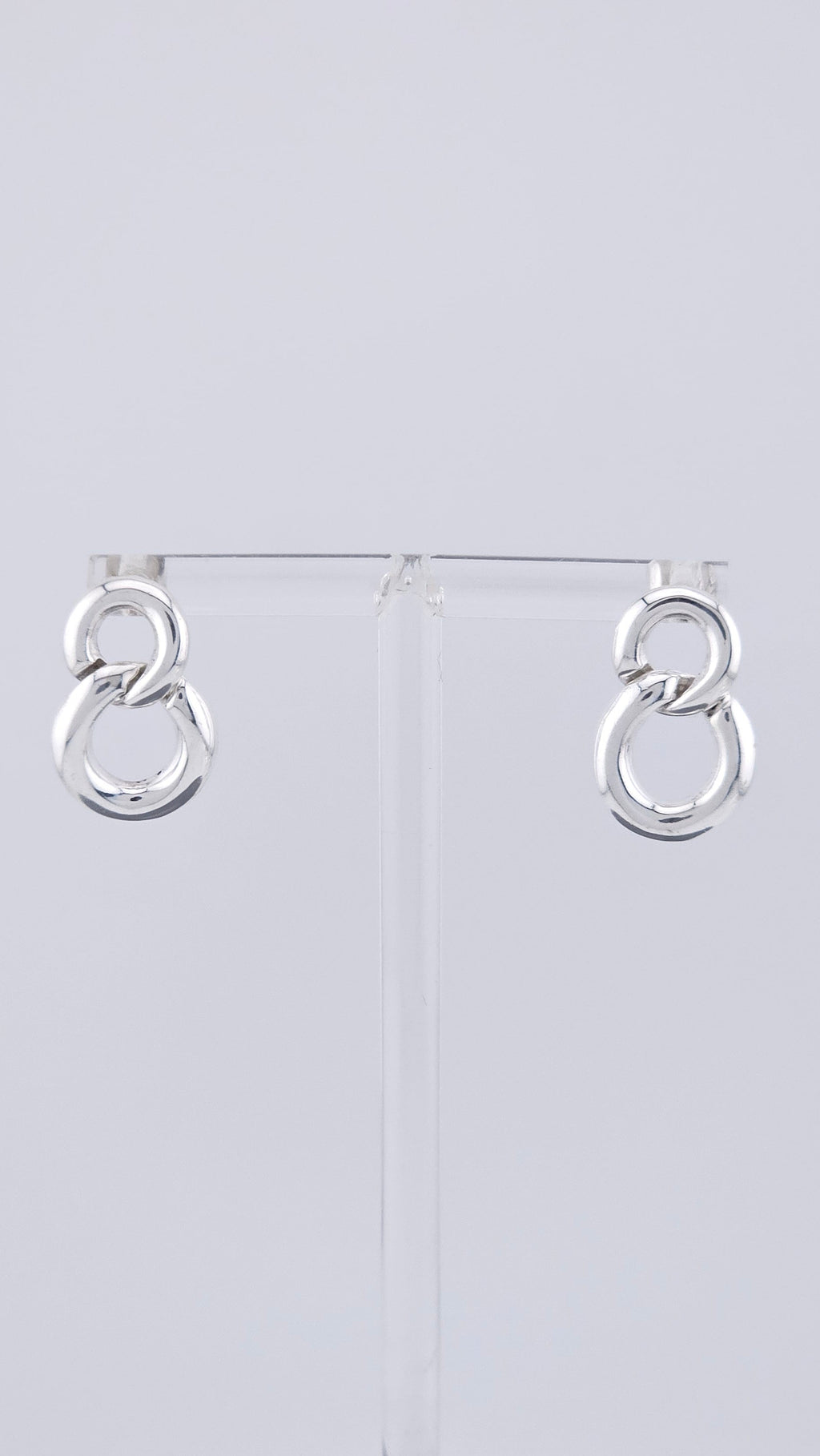​925 Sterling Silver Interlocking Circle Knot Earrings – 20mm Double Link Drop Studs (4.4g)