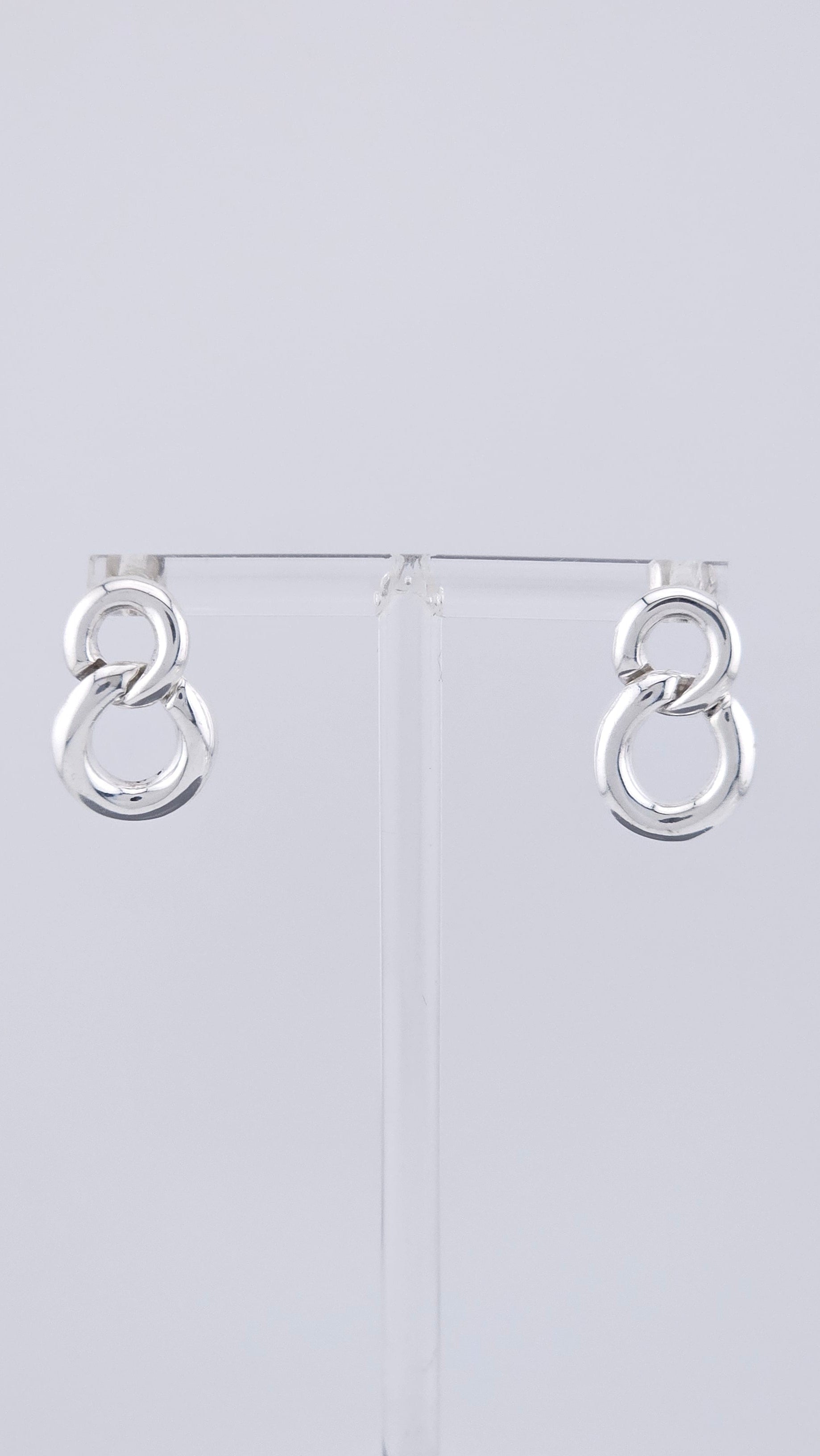 ​925 Sterling Silver Interlocking Circle Knot Earrings – 20mm Double Link Drop Studs (4.4g)