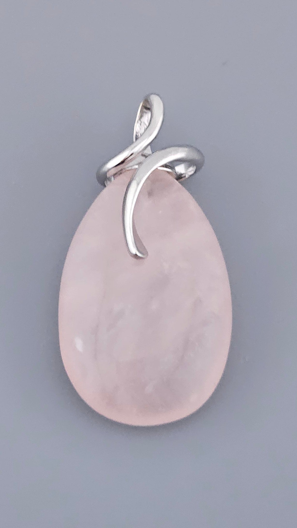 Modern 925 Sterling Silver Large Rose Quartz Teardrop Pendant (15g)