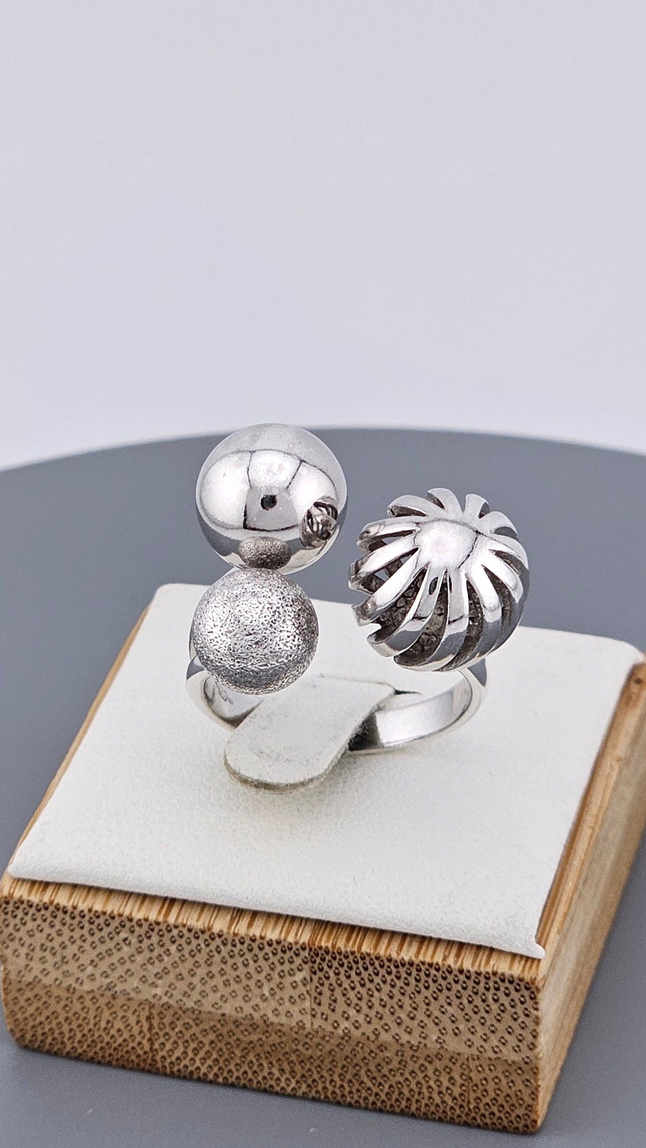 Pre-Loved 925 Sterling Silver Mixed-Texture Bypass Ring