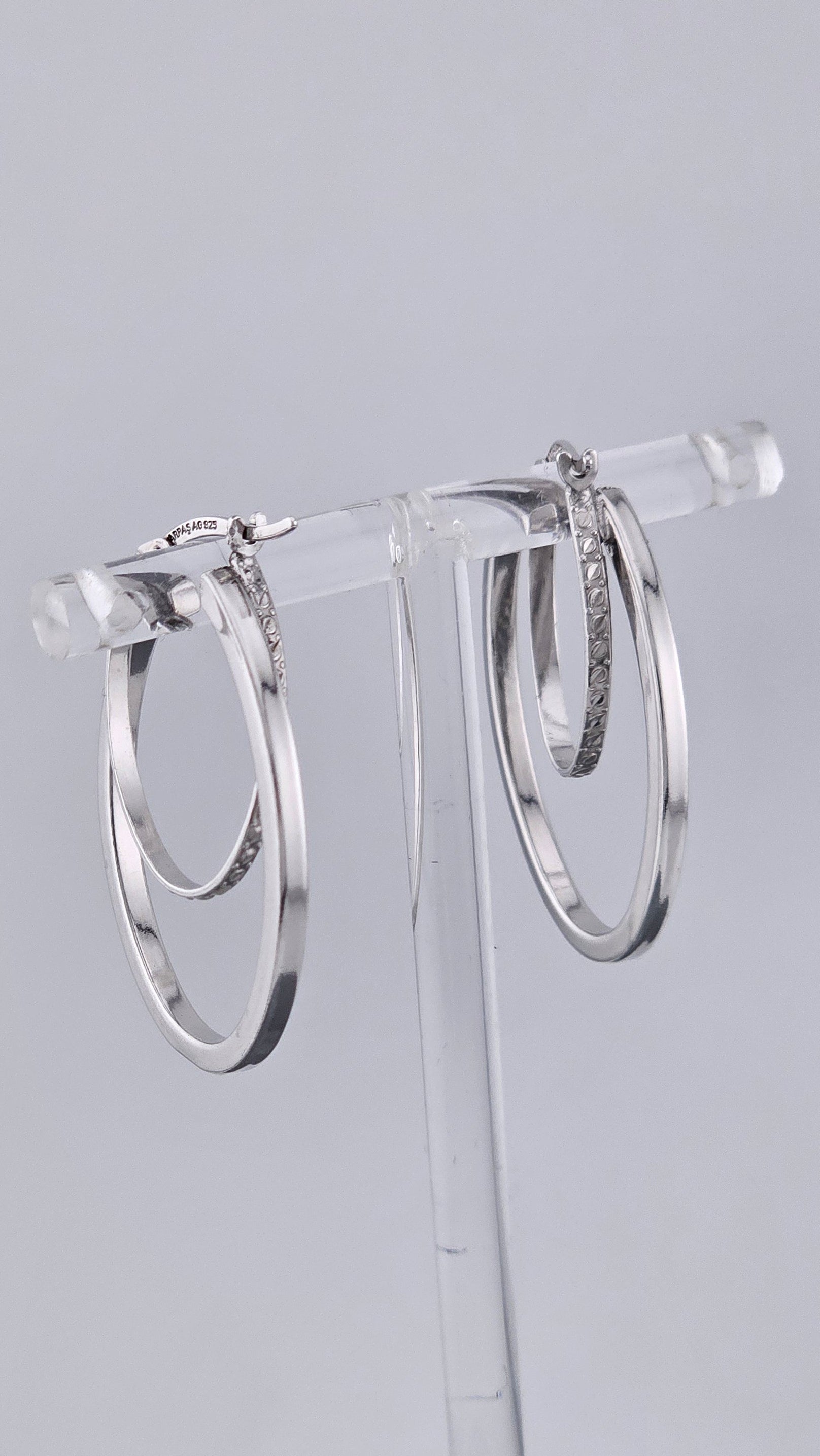 Pre-Loved 925 Sterling Silver Textured Double Hoop Earrings