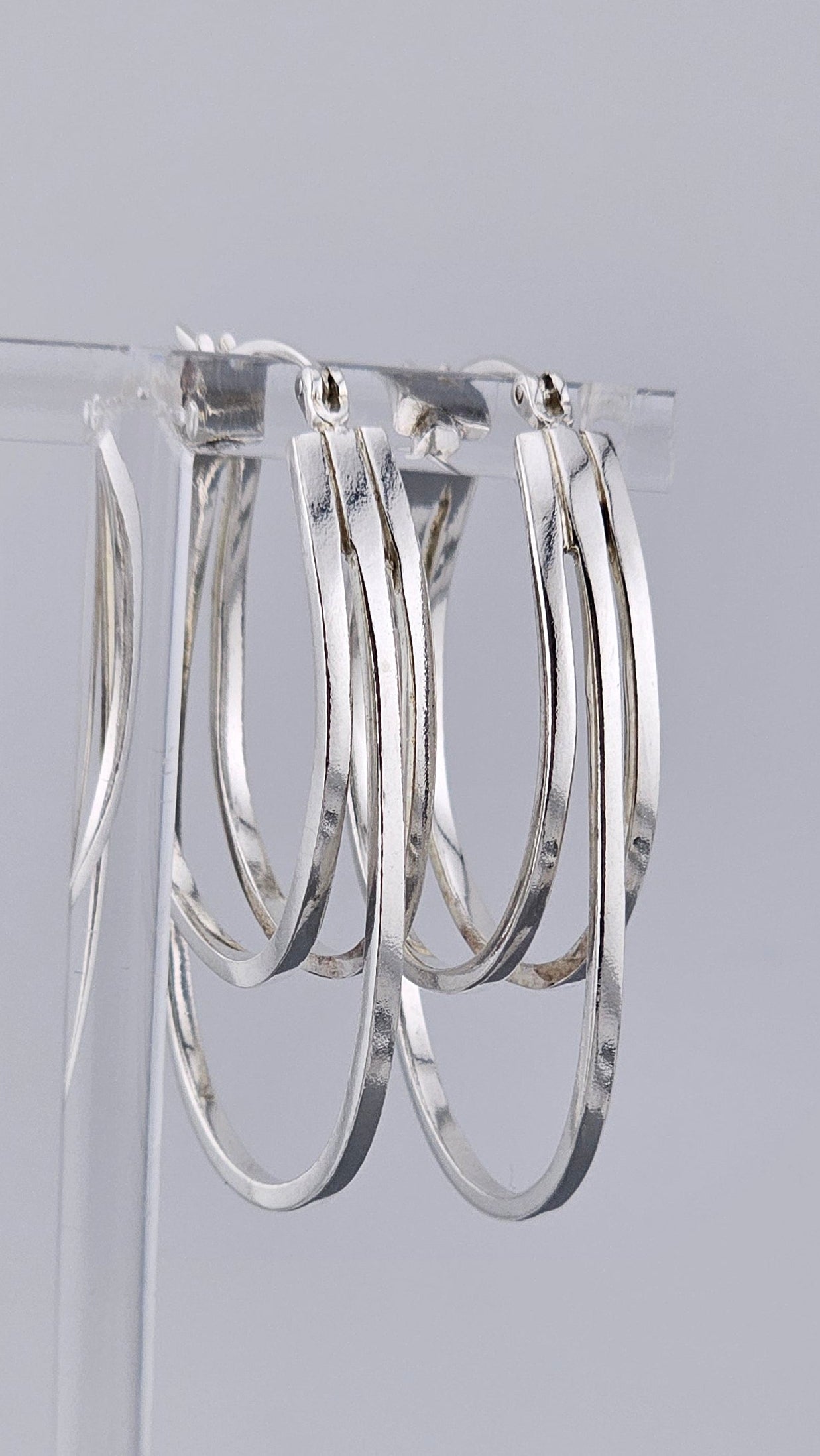 ​Pre-Loved 925 Sterling Silver Triple Layer Oval Hoop Earrings (9.42g)