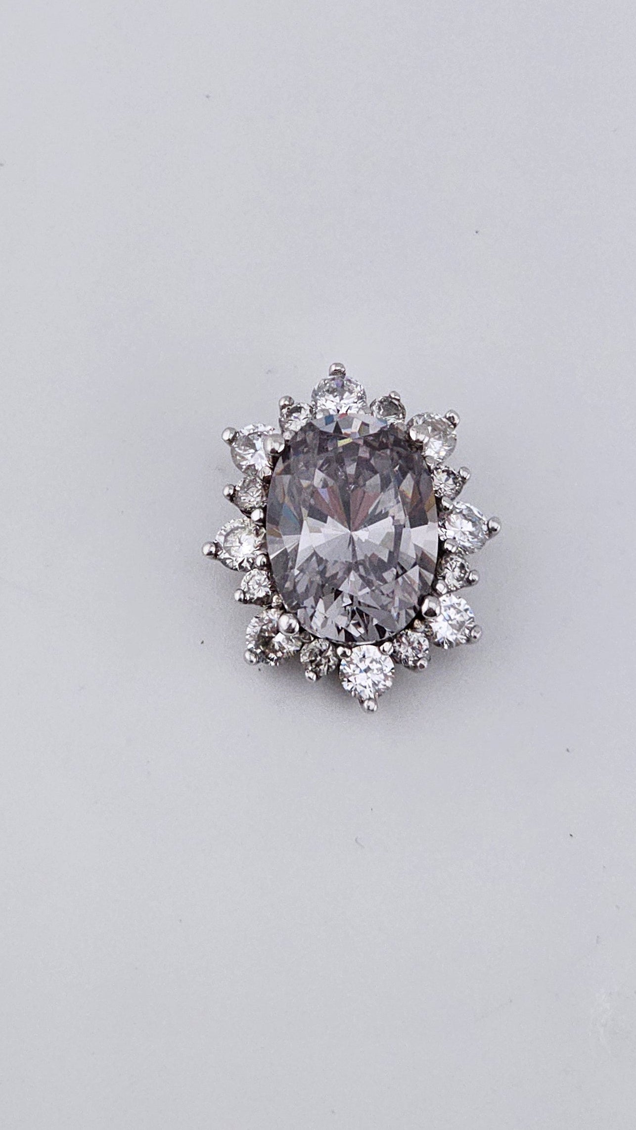 Vintage 925 Sterling Silver DQCZ Oval Halo Statement Pendant