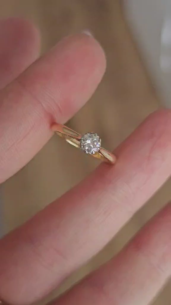 Brawingtons 18ct Yellow Gold Solitaire Round Brilliant Diamond Ring 0.30ct J 1/2