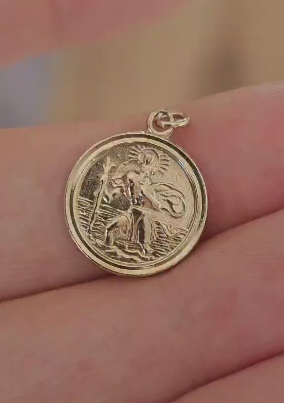 Vintage 1990 9ct Yellow Gold St Christopher Pendant Medal Birmingham ,1.67g