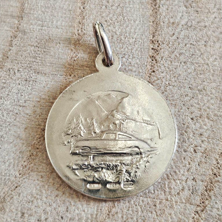 925 Sterling Silver St Christopher Travel Protection Medal Pendant Double Sided 