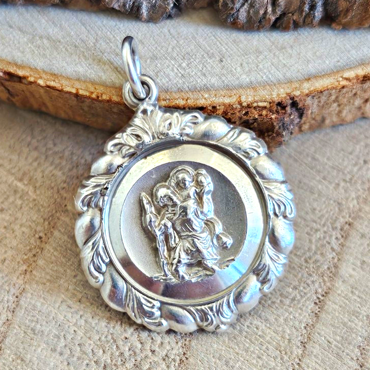 Vintage Georg Jensen Silver St Christopher Pendant Medal 5.19g