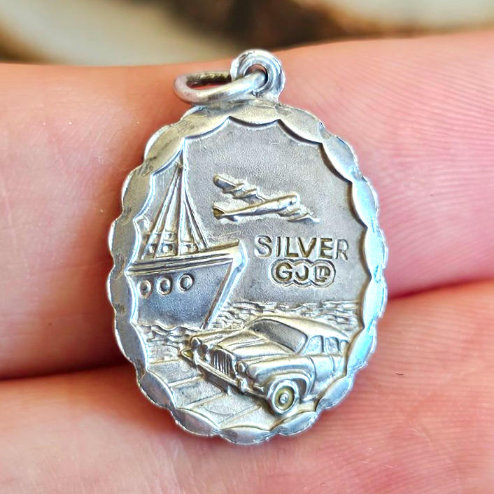 Vintage Georg Jensen Silver St Christopher Double Sided Travel Pendant 3.06g