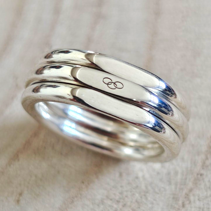Links of London 925 Sterling Silver Triple Band Spinner Ring , Size M 1/2